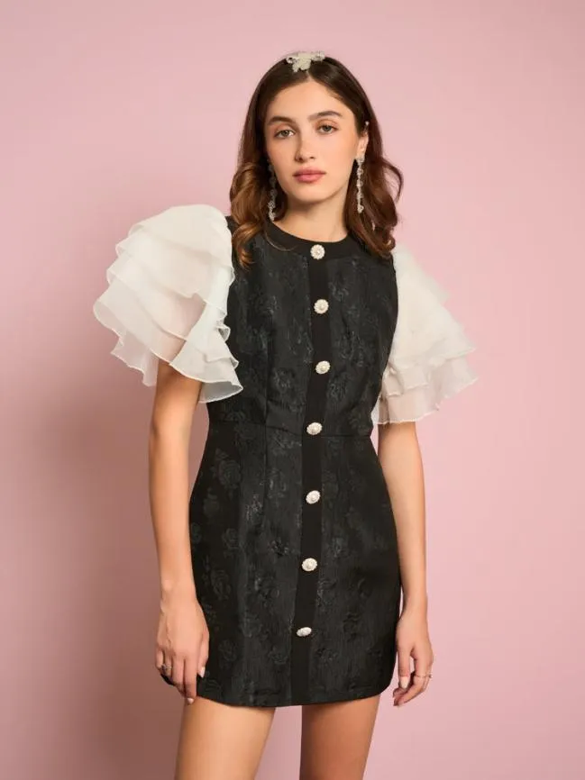 Womenswear Dahlia Jacquard Mini Dress Black Cool Sister Jane