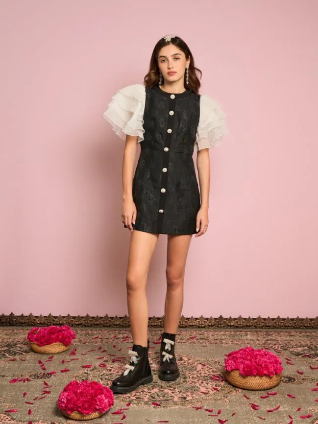 Womenswear Dahlia Jacquard Mini Dress Black Cool Sister Jane Womenswear Dahlia Jacquard Mini Dress Black Cool Sister Jane
