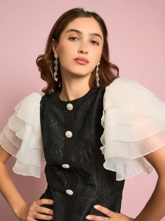 Womenswear Dahlia Jacquard Mini Dress Black Cool Sister Jane Womenswear Dahlia Jacquard Mini Dress Black Cool Sister Jane