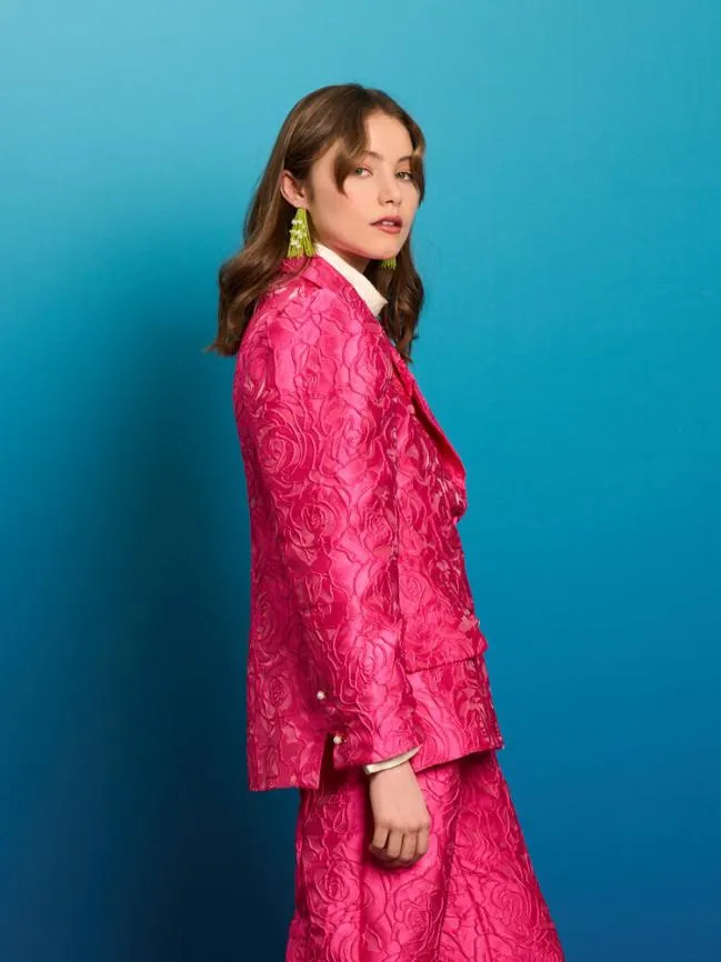 Womenswear Dia Rose Jacquard Blazer Hot Pink Sister Jane Womenswear Dia Rose Jacquard Blazer Hot Pink Sister Jane