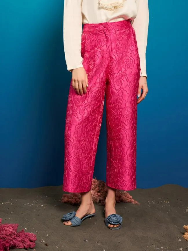 Womenswear Dia Rose Jacquard Trousers Hot Pink Sister Jane