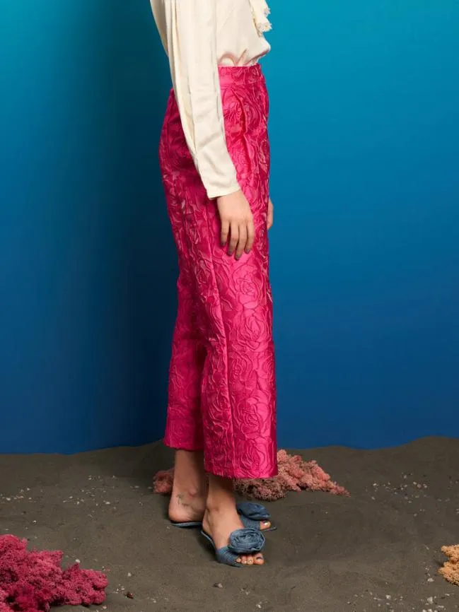 Womenswear Dia Rose Jacquard Trousers Hot Pink Sister Jane Womenswear Dia Rose Jacquard Trousers Hot Pink Sister Jane