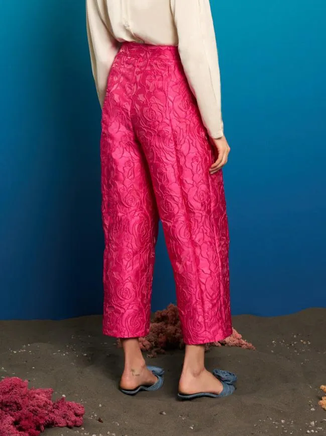 Womenswear Dia Rose Jacquard Trousers Hot Pink Sister Jane Womenswear Dia Rose Jacquard Trousers Hot Pink Sister Jane