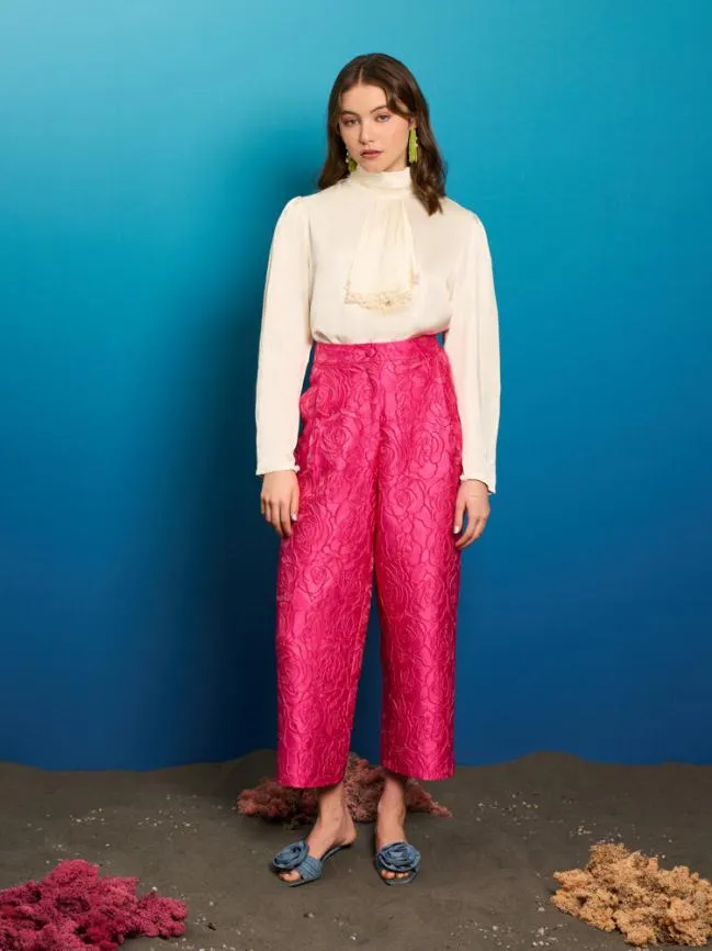 Womenswear Dia Rose Jacquard Trousers Hot Pink Sister Jane Womenswear Dia Rose Jacquard Trousers Hot Pink Sister Jane