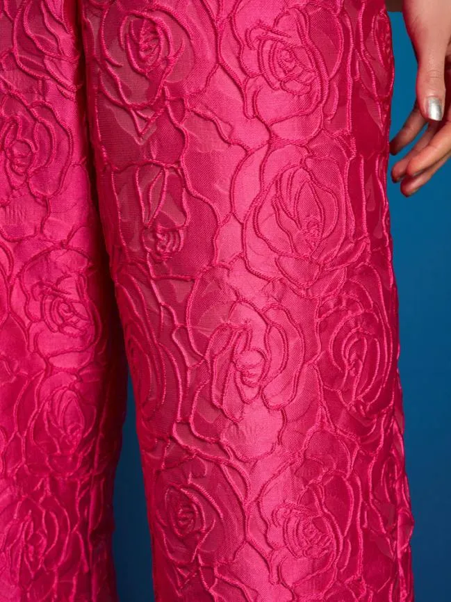 Womenswear Dia Rose Jacquard Trousers Hot Pink Sister Jane Womenswear Dia Rose Jacquard Trousers Hot Pink Sister Jane
