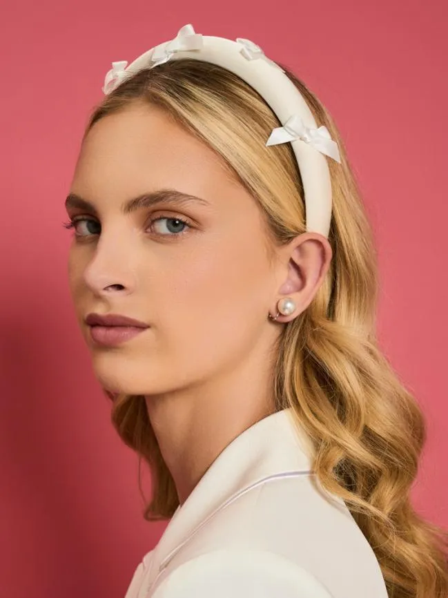 Womenswear DREAM Rose Dove Bow Headband Pearled White Sister Jane Womenswear DREAM Rose Dove Bow Headband Pearled White Sister Jane