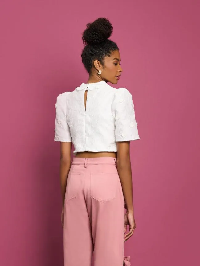 Womenswear DREAM Sandy Jacquard Crop Top Ivory Cream Sister Jane Womenswear DREAM Sandy Jacquard Crop Top Ivory Cream Sister Jane