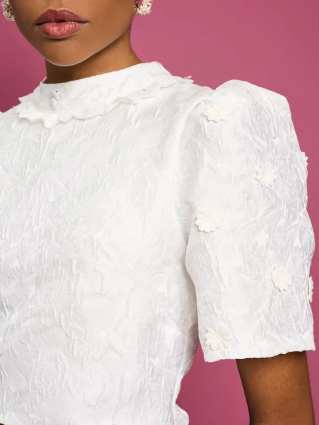 Womenswear DREAM Sandy Jacquard Crop Top Ivory Cream Sister Jane Womenswear DREAM Sandy Jacquard Crop Top Ivory Cream Sister Jane