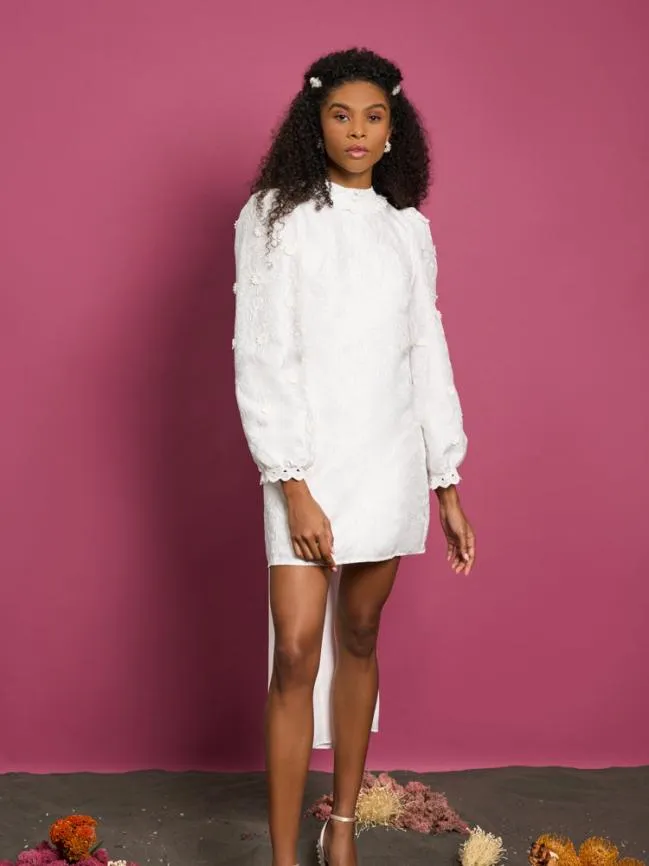 Womenswear DREAM Sandy Jacquard Dress With Train Ivory Cream Sister Jane