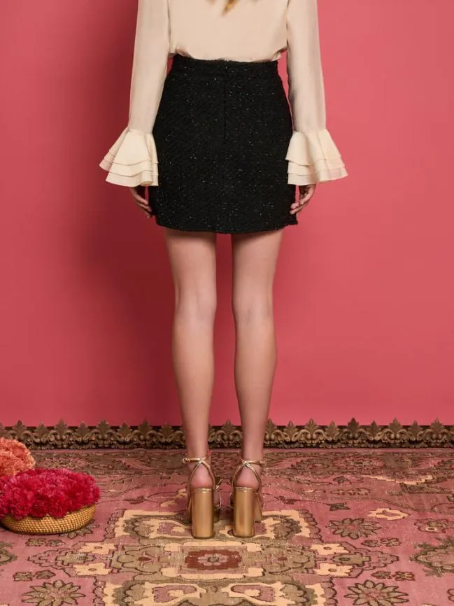 Womenswear DREAM Zoya Tweed Mini Skirt Coal Black Sister Jane Womenswear DREAM Zoya Tweed Mini Skirt Coal Black Sister Jane