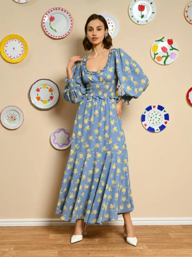 Womenswear Estella Tulip Midi Dress Cornflower Blue Sister Jane