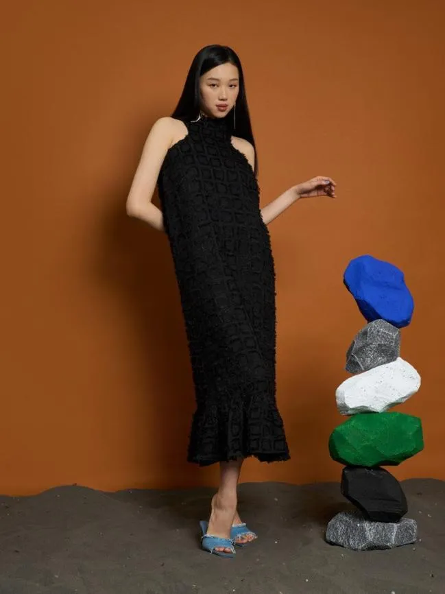 Womenswear Ghospell Kiska Fray Midi Dress Black Ink Sister Jane