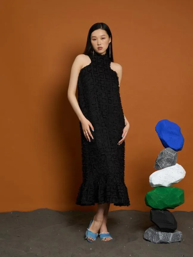 Womenswear Ghospell Kiska Fray Midi Dress Black Ink Sister Jane Womenswear Ghospell Kiska Fray Midi Dress Black Ink Sister Jane