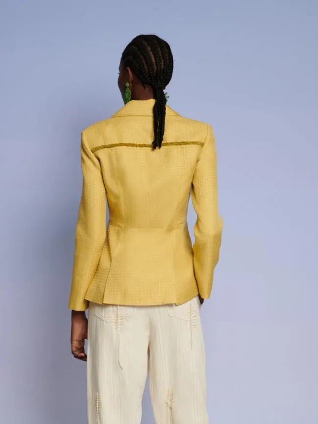 Womenswear Ghospell Priya Fray Fitted Blazer Mustard Yellow Sister Jane Womenswear Ghospell Priya Fray Fitted Blazer Mustard Yellow Sister Jane