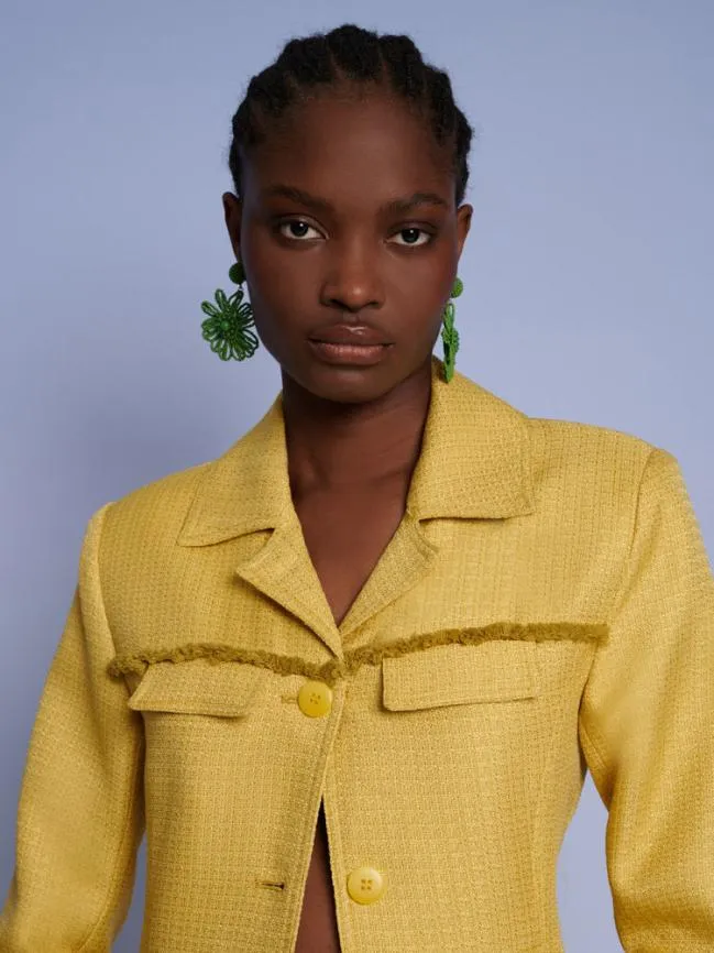 Womenswear Ghospell Priya Fray Fitted Blazer Mustard Yellow Sister Jane Womenswear Ghospell Priya Fray Fitted Blazer Mustard Yellow Sister Jane