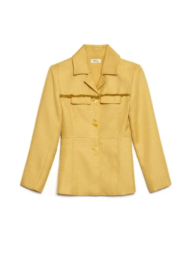 Womenswear Ghospell Priya Fray Fitted Blazer Mustard Yellow Sister Jane Womenswear Ghospell Priya Fray Fitted Blazer Mustard Yellow Sister Jane