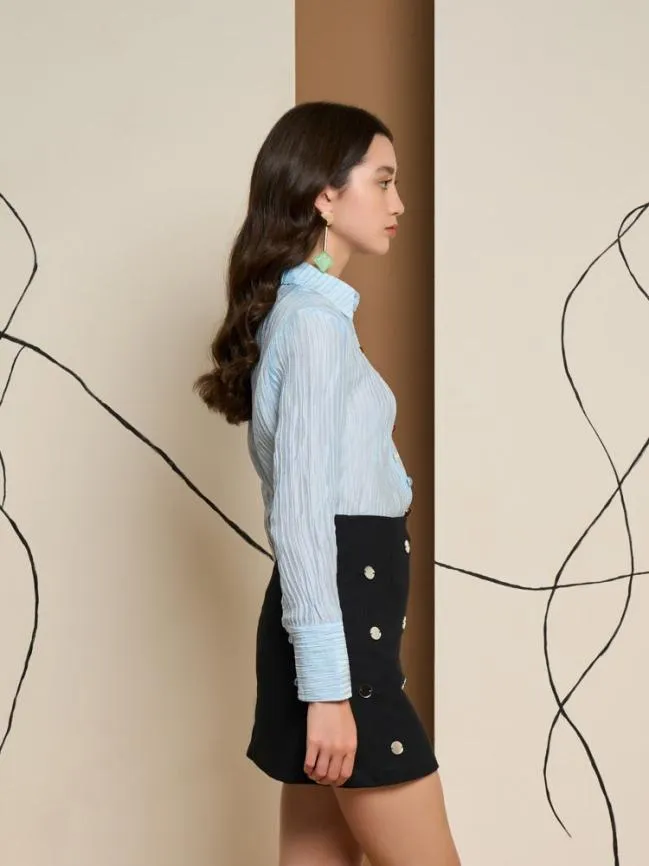 Womenswear Ghospell Prue Mixed Button Shirt Tropical Blue Sister Jane