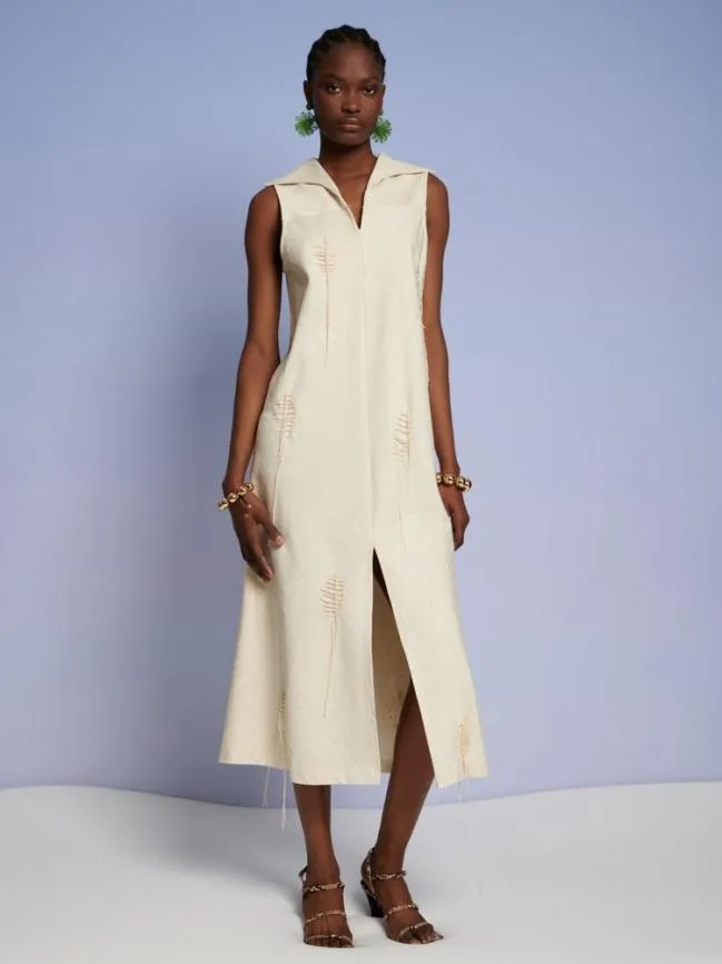 Womenswear Ghospell Rae Stitch Midi Dress Cream Beige Sister Jane