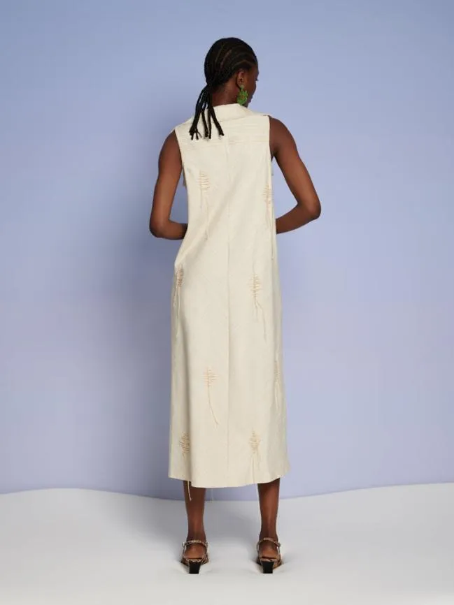 Womenswear Ghospell Rae Stitch Midi Dress Cream Beige Sister Jane Womenswear Ghospell Rae Stitch Midi Dress Cream Beige Sister Jane