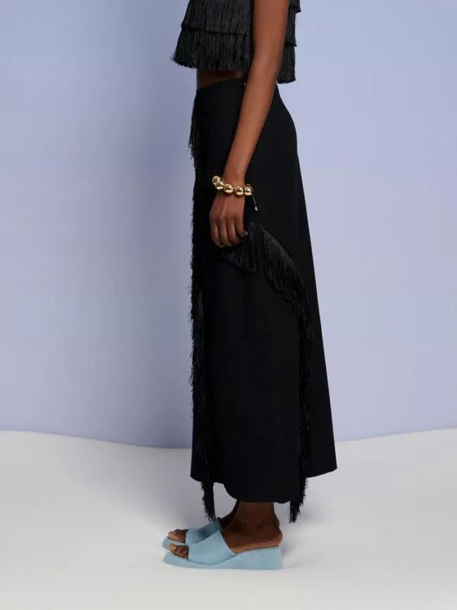Womenswear Ghospell Winnie Fringe Midi Skirt Coal Black Sister Jane Womenswear Ghospell Winnie Fringe Midi Skirt Coal Black Sister Jane