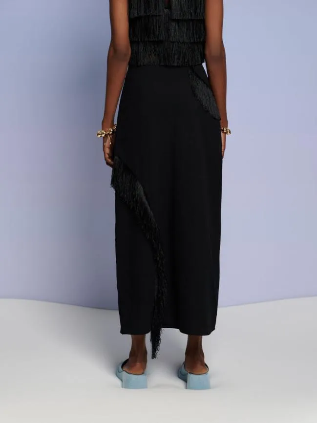 Womenswear Ghospell Winnie Fringe Midi Skirt Coal Black Sister Jane Womenswear Ghospell Winnie Fringe Midi Skirt Coal Black Sister Jane