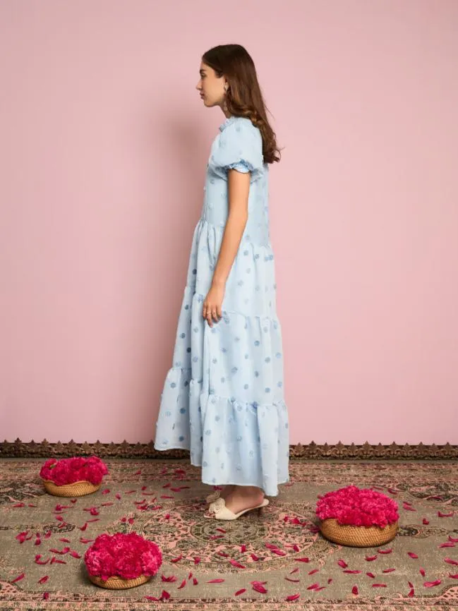 Womenswear Iolite Tiered Midi Dress Misty Glow Blue Sister Jane Womenswear Iolite Tiered Midi Dress Misty Glow Blue Sister Jane