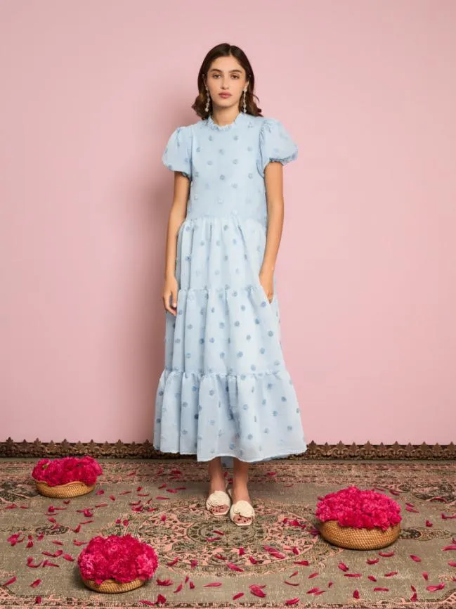 Womenswear Iolite Tiered Midi Dress Misty Glow Blue Sister Jane Womenswear Iolite Tiered Midi Dress Misty Glow Blue Sister Jane