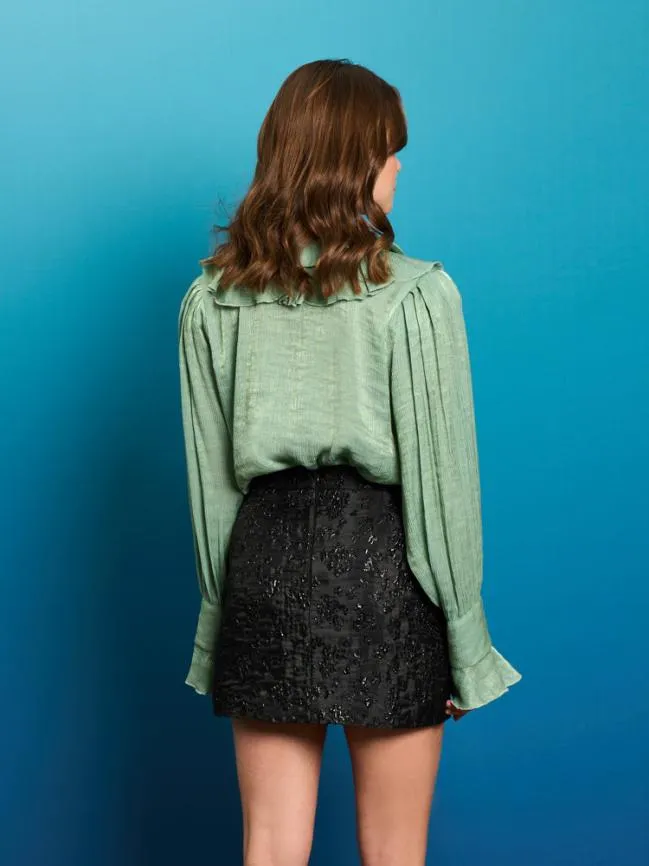 Womenswear Lagoon Shell Ruffle Blouse Celadon Green Sister Jane Womenswear Lagoon Shell Ruffle Blouse Celadon Green Sister Jane