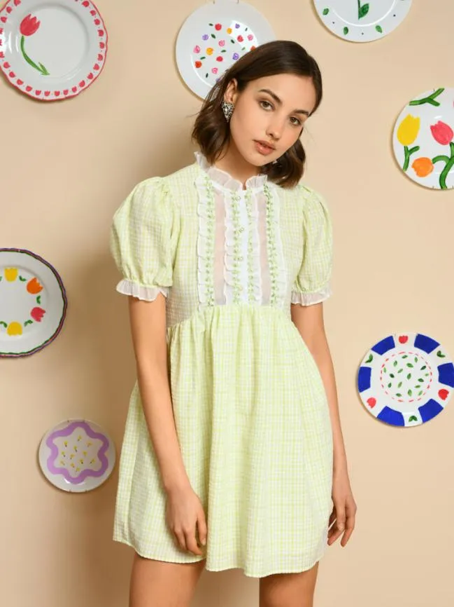Womenswear Noord Gingham Mini Dress Dark Emerald Green Sister Jane