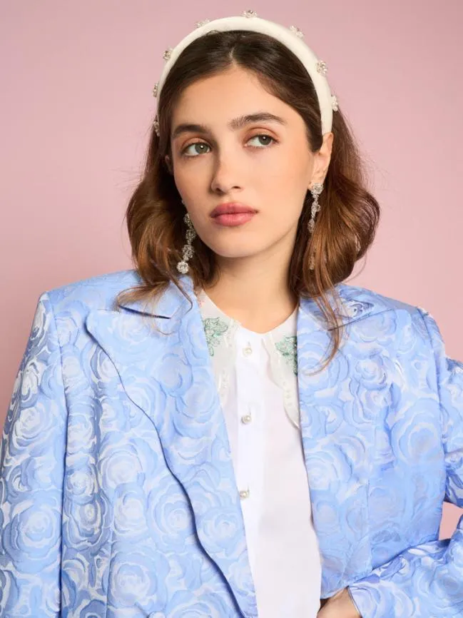 Womenswear Sapphire Rose Jacquard Blazer Teapot Blue Sister Jane