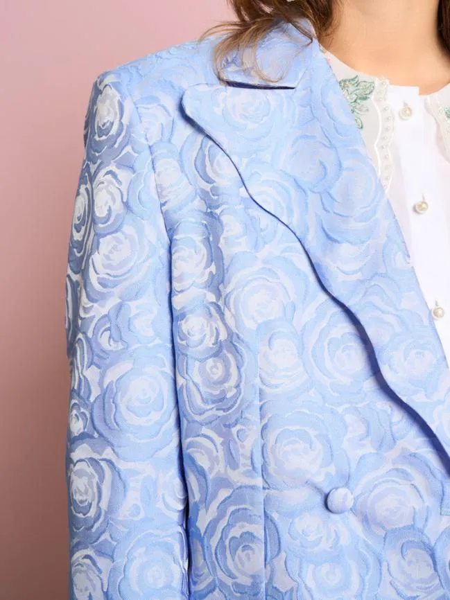 Womenswear Sapphire Rose Jacquard Blazer Teapot Blue Sister Jane