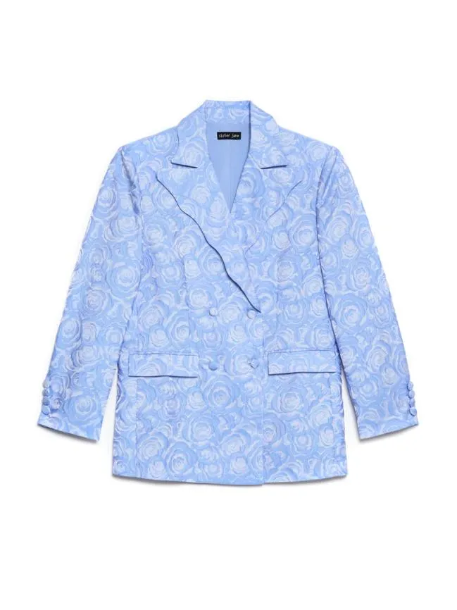 Womenswear Sapphire Rose Jacquard Blazer Teapot Blue Sister Jane
