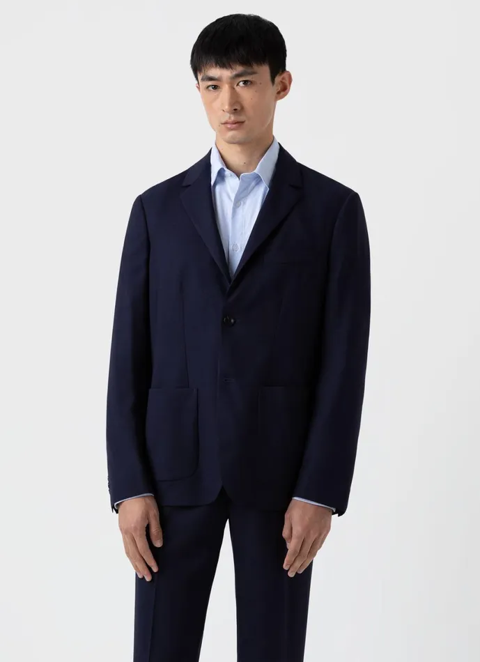 Wool Blazer Navy Men SUNSPEL Jackets and Coats