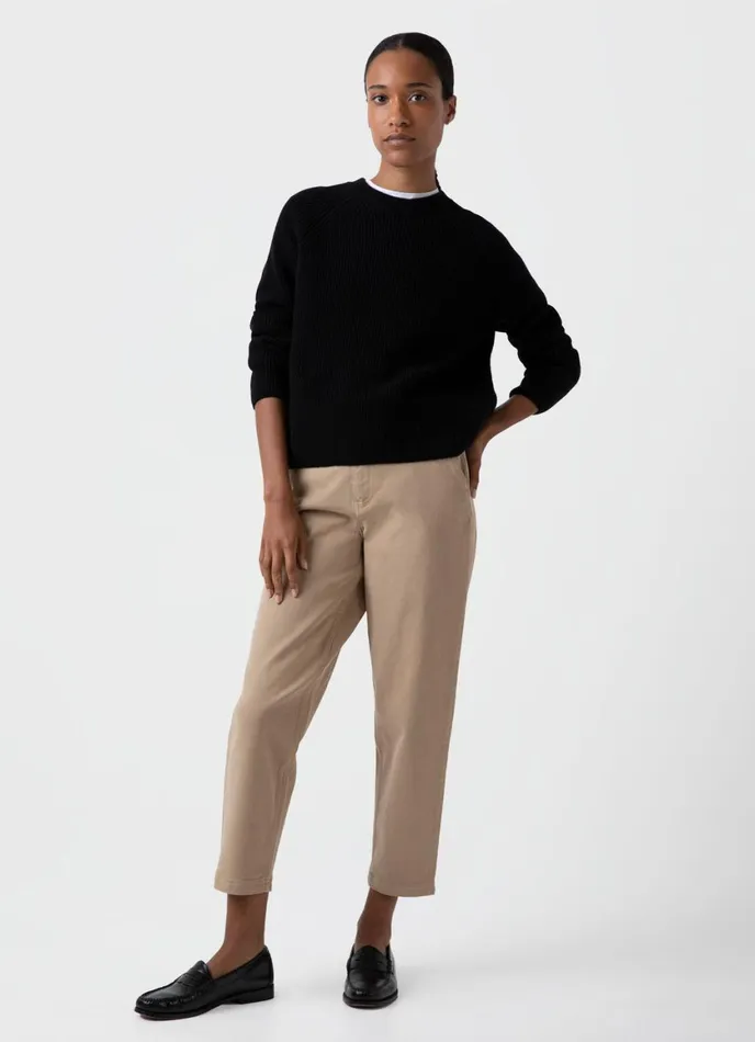 Wool Cashmere Rib Jumper Black Women SUNSPEL Knitwear
