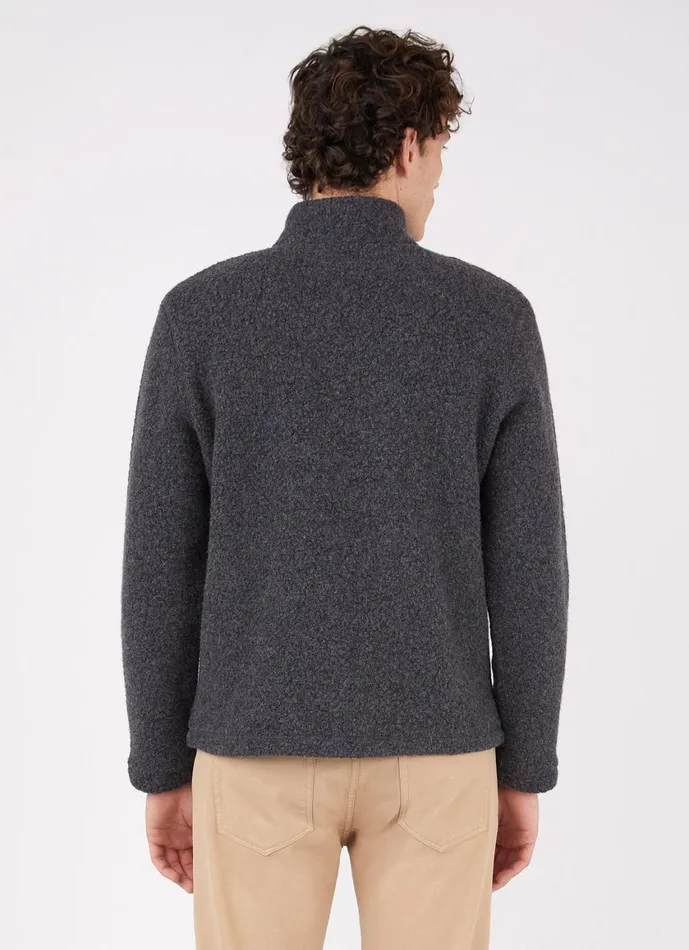 Wool Fleece Zip Neck Charcoal Melange Men SUNSPEL Sweatshirts and Sweatpants