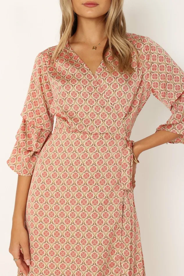 Wrap Dresses Margot Wrap Maxi Dress Orange Print Petal and Pup Women