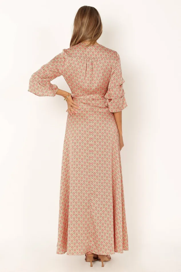 Wrap Dresses Margot Wrap Maxi Dress Orange Print Petal and Pup Women