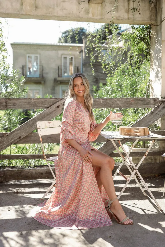 Wrap Dresses Margot Wrap Maxi Dress Orange Print Petal and Pup Women