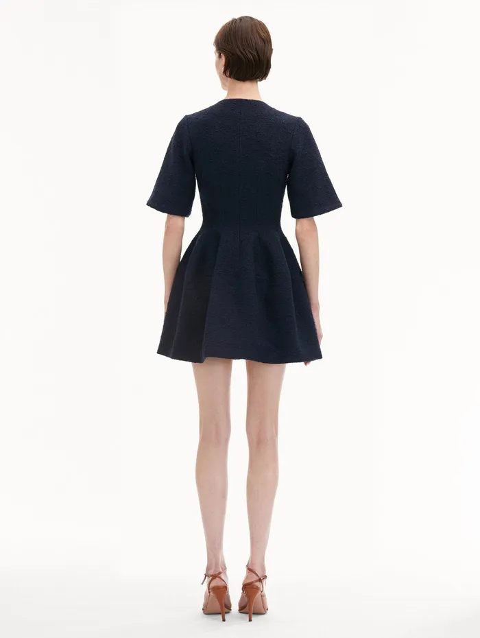Zip Front Tweed Dress Navy Women Oscar De La Renta Dresses