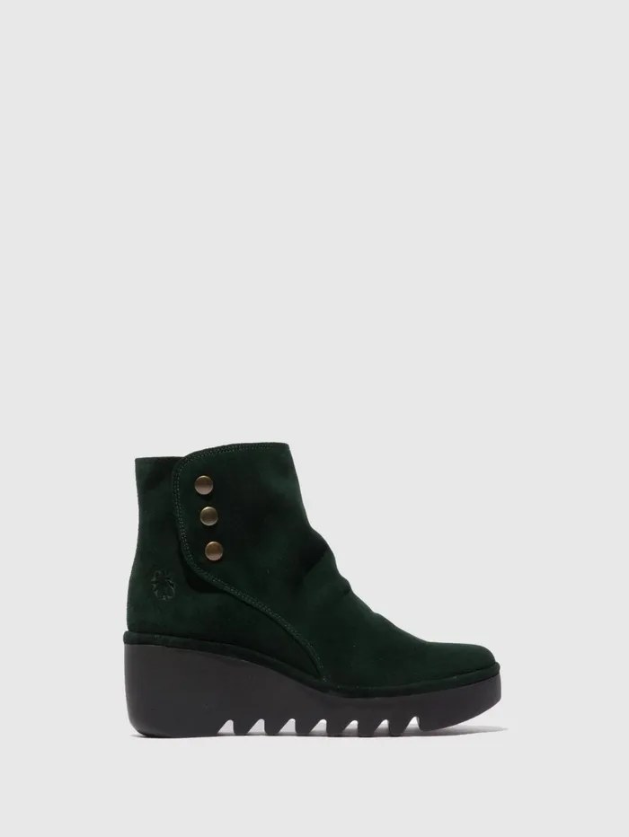 Zip Up Ankle Boots BROM344FLY OILSUEDE GREEN FOREST Women Fly London Ankle Boots