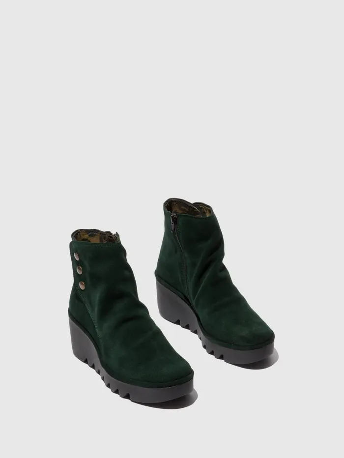 Zip Up Ankle Boots BROM344FLY OILSUEDE GREEN FOREST Women Fly London Ankle Boots