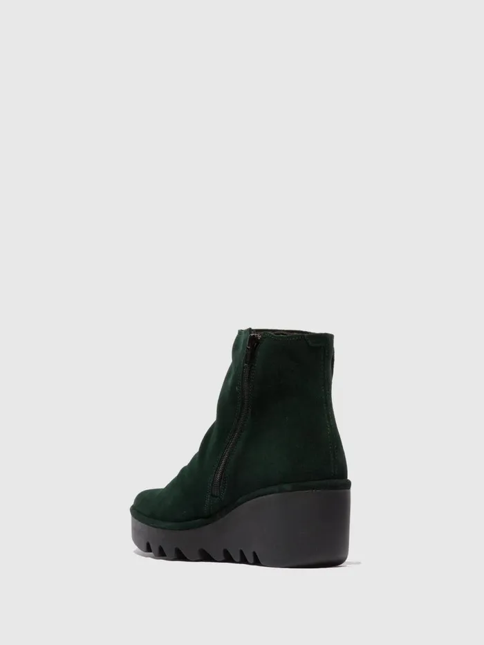 Zip Up Ankle Boots BROM344FLY OILSUEDE GREEN FOREST Women Fly London Ankle Boots