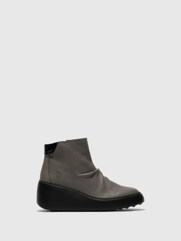 Zip Up Ankle Boots DABE461FLY GREY BLACK SOLE Women Fly London Ankle Boots