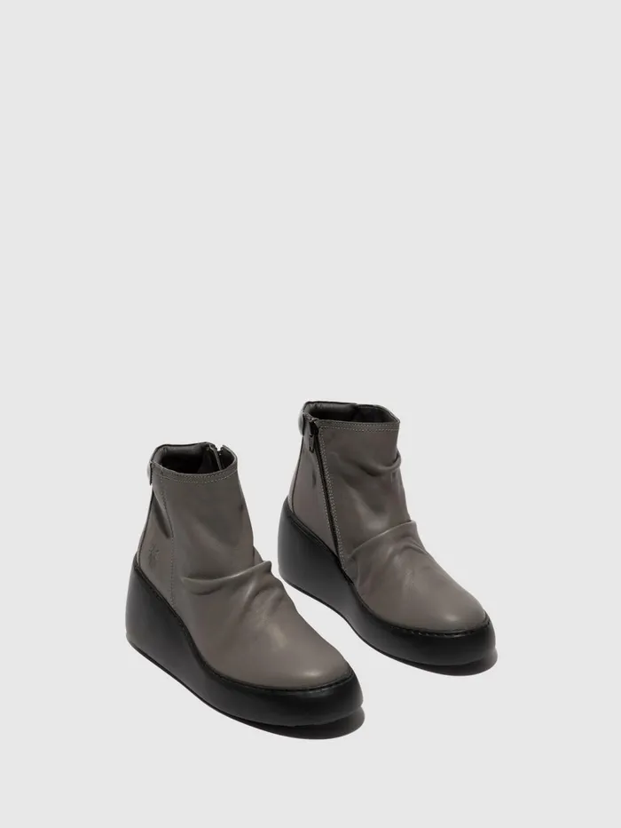 Zip Up Ankle Boots DABE461FLY GREY BLACK SOLE Women Fly London Ankle Boots