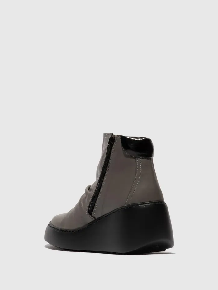 Zip Up Ankle Boots DABE461FLY GREY BLACK SOLE Women Fly London Ankle Boots