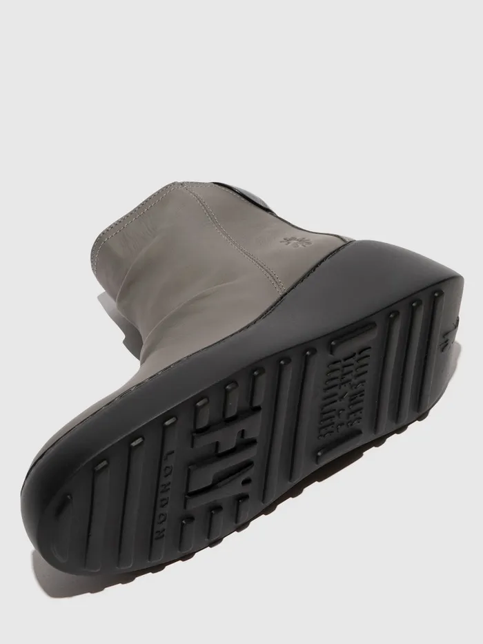 Zip Up Ankle Boots DABE461FLY GREY BLACK SOLE Women Fly London Ankle Boots