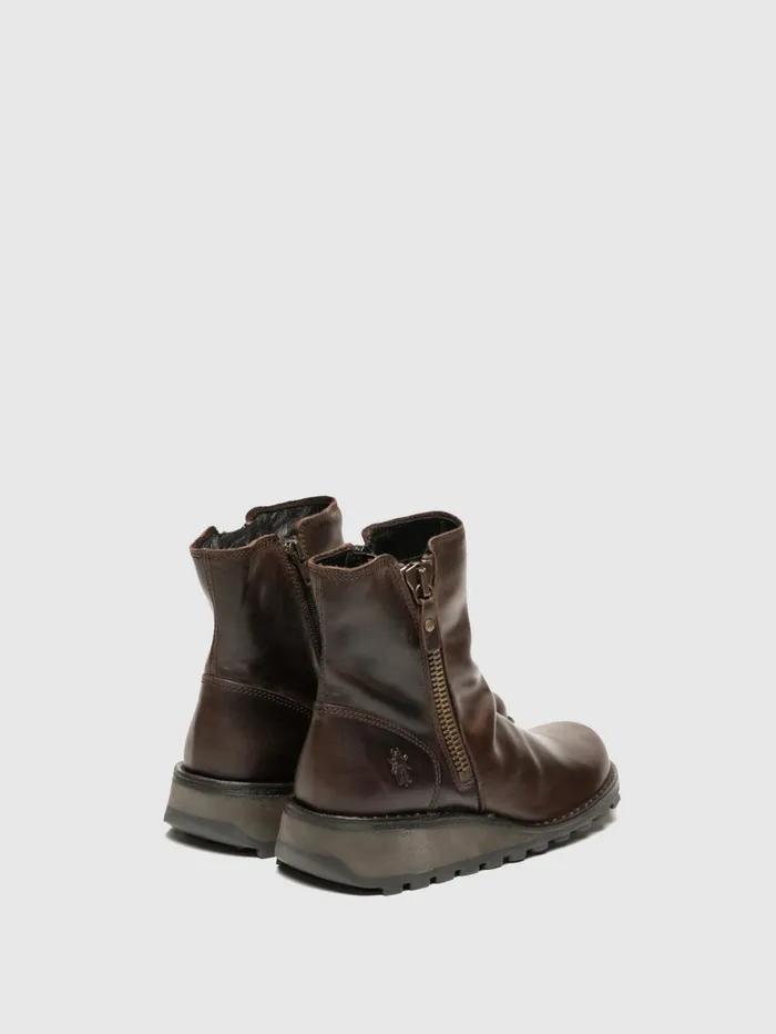 Zip Up Ankle Boots MON944FLY DK BROWN Women Fly London Ankle Boots