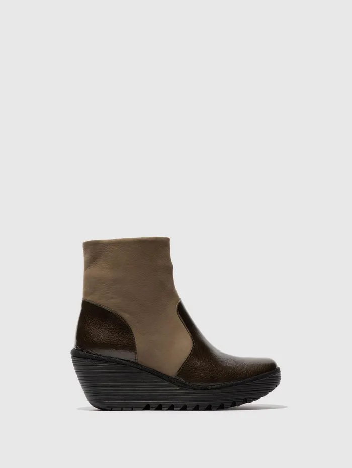 Zip Up Ankle Boots YUXI506FLY GREENKHAKI Women Fly London Ankle Boots