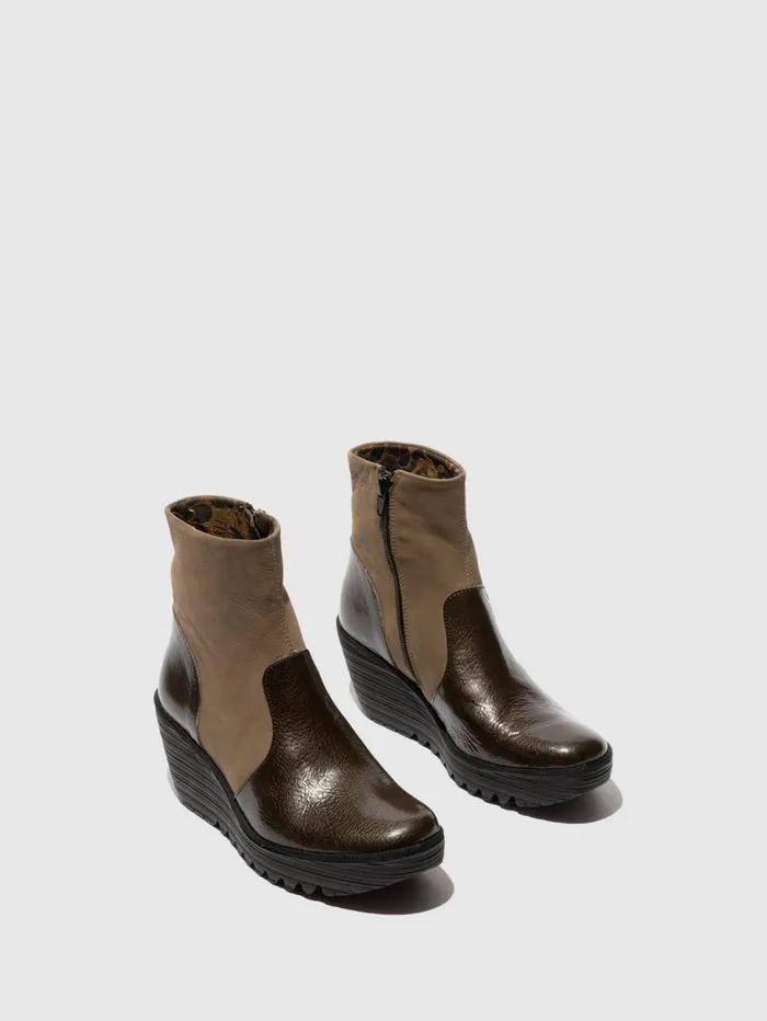 Zip Up Ankle Boots YUXI506FLY GREENKHAKI Women Fly London Ankle Boots