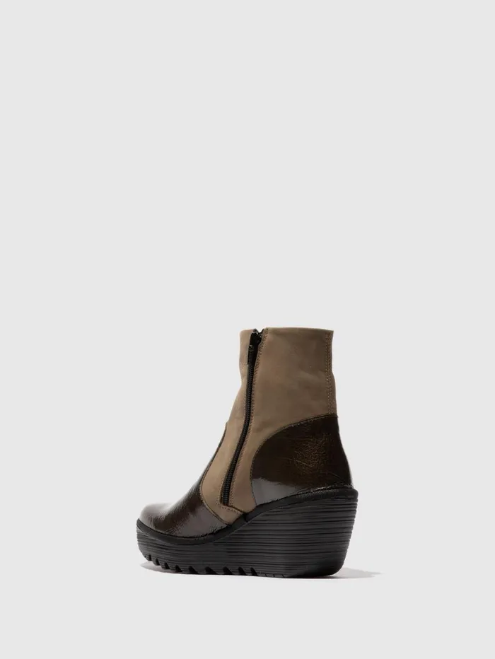 Zip Up Ankle Boots YUXI506FLY GREENKHAKI Women Fly London Ankle Boots